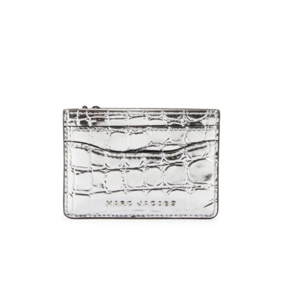 Marc Jacobs Metallic Croc-Embossed Faux Leather Card Case - NWOT